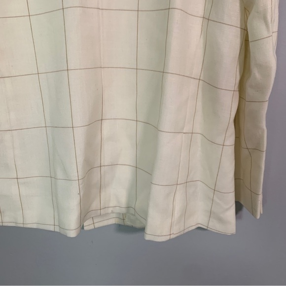 Bristol County // White, Tan Windowpane linen blazer size 16 wk2 - Picture 8 of 9
